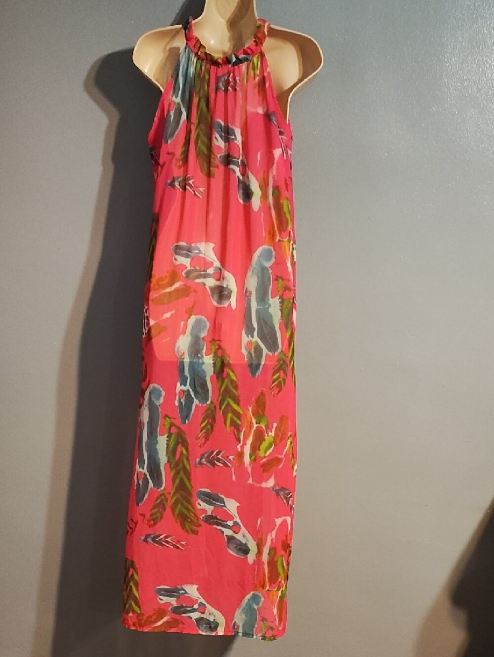 Tropical Pink Halter Maxi Dress - Picture 14 of 17